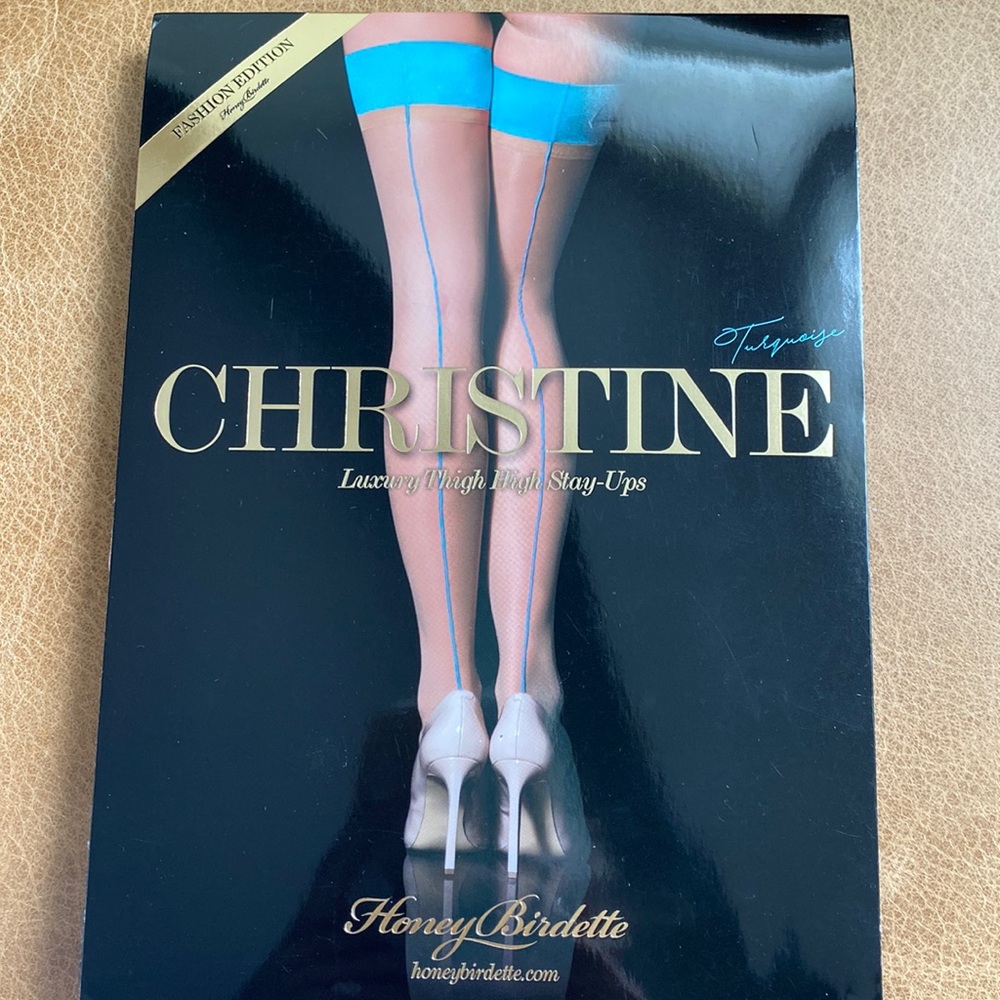 Turquoise Honey Birdette luxury thigh high small stay-ups